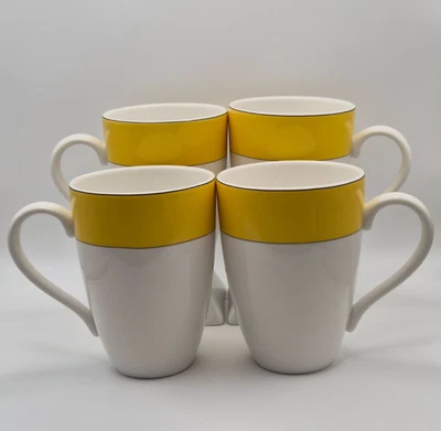 🔥 Juego de 4 tazas de té café Kate Spade Rutherford Circle AMARILLO Lenox 43/4" 14 OZ Foto 1 de 4