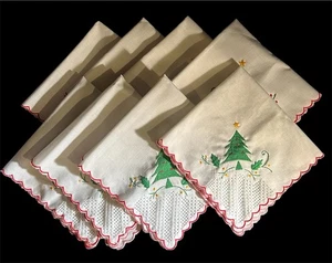 Juego de 8 servilletas de tela bordadas multicolor de colección con borde festoneado - Imagen 1 de 6