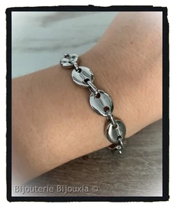 Bracciale Uomo a Maglie Chicco di Caffè 22cm Acciaio Inossidabile 316L Gioielli - Foto 1 di 5