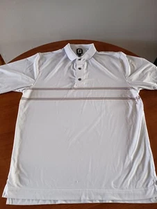 Footjoy Golf Shirt Polo Men's XL Light Blue Orange Stripes Stretch Logo  - Picture 1 of 11