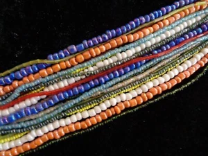 Seed and bugle bead mix, glass, mixed colors, #10 round / #6 round / 5x2mm bugle - Picture 1 of 2