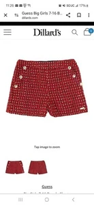 Pantaloncini Guess Kids Jewel Bottoni Tweed Boucle Taglia 14 Multicolore Rosso Nero Bianco - Foto 1 di 11