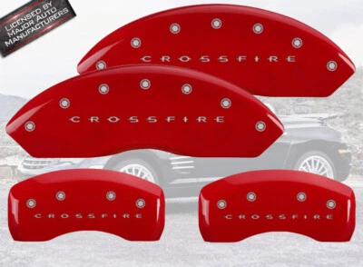 2004-2008 Chrysler "Crossfire" Front + Rear Red MGP Brake Disc Caliper Covers - Image 1 of 4