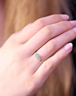 Anillo Turquesa Hecho a Mano Anillo Chapado en Oro 925 Plata Anillo Joyería Hacer Anillo Foto 1 de 4