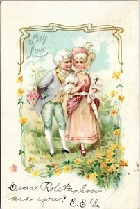 Boy And Girl "With Love" Postcard N.Y to N.Y 1906 Posted - Picture 1 of 2