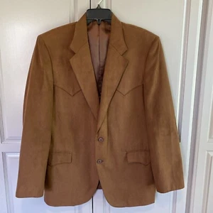 Circle S Men’s Western Chocolate Brown Blazer Jacket 44 Reg Cowboy Microsuede - Picture 1 of 9