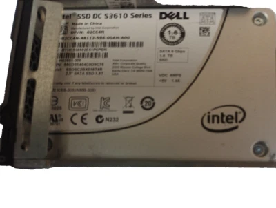 DELL 1.6TB SSD  DC S3610 Series 2.5" 02CC4N SSDSC2BX016T4R SATA w new R640 Caddy - Image 1 of 4