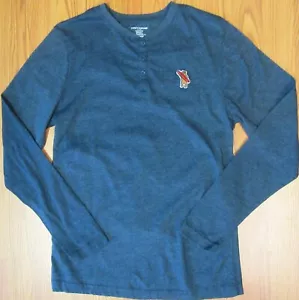 CAMICIA HENLEY MARCA FORTUNATA 100% COTONE BLU NAVY LOGO SURF/ORSO Tg SMALL, S - Foto 1 di 4