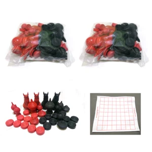 2 Sets Thai Chess + Paper Board Makruk Plastic Traditional Game (Black Red) - Picture 1 of 1