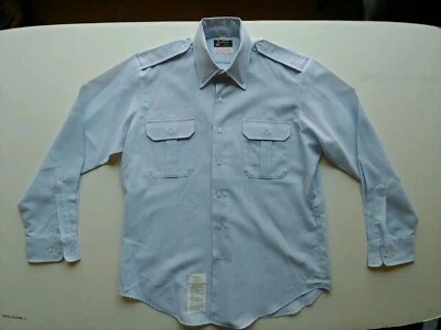 Ruddock Bros Dress Blue LS Uniform Shirt Mens Size 17 35C Polyester Wool Blend - Image 1 of 4