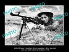 OLD POSTCARD SIZE PHOTO POLAND MILITARY POLISH WOMAN & BREN MACHINE GUN c1940
