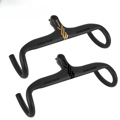 Road Bike Aluminum Alloy Handlebar 420mm Matte Black Lightweight Drop Bar 7Angle - Image 1 of 4
