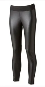 Rock Republic Faux Leather Leggings Black Stretch Knit Elastic Waist Size Medium - Picture 1 of 11