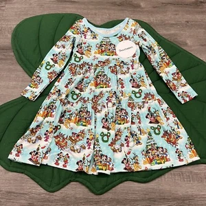 Showstoppers Bamboo 4T Long Sleeve Mickey & Friends Christmas Holiday Dress - Picture 1 of 3