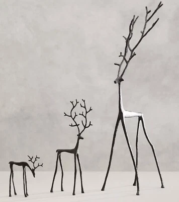 NUEVO EN CAJA Auténtico Cerámica Granero BRONCE ESCULPIDO Reno Ciervo JUEGO DE 3 GRANDES Foto 1 de 4