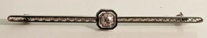Vintage 14-18Kt White Gold Diamond Bar Brooch - Appraised! - Picture 1 of 3