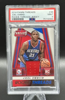 2014 Threads #46 JOEL EMBIID Rookie (RC) Threads Patch 🔥 PSA 9 - Pop 3 🔥 - Image 1 of 2