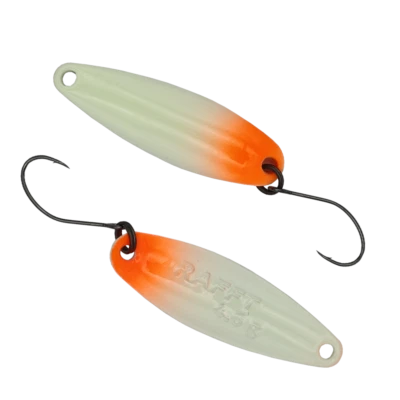 Fangenswert RAFFT 4.6 g EA04 Glow Forellenköder Forellenblinker Spoon Forelle - Bild 1 von 4