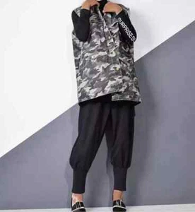 Denim Grey Waistcoat Trucker Jacket Funky  Street Edgy Urban Designer Camo 14 - Picture 1 of 13
