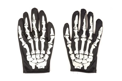 Guanti Scheletro Travestimento Halloween Taglia Unica Bambini Adulti Ragazzi - Immagine 1 di 2