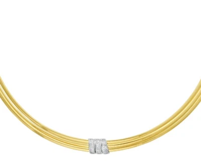 Collar Omega Triple Cadena Oro Amarillo 14k 17" Tejido 0.20ctw Diamante 7MM 22Gr Foto 1 de 3