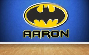 BATMAN PERSONALISED COLOUR SUPERHERO wall car sticker decal art 5 sizes graphic - Picture 1 of 2