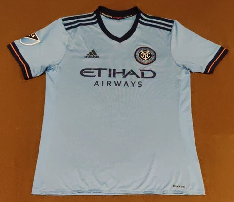Adidas Authentic MLS New York City FC Light Blue Team Jersey Kit Adult Sz Medium Cover