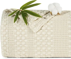 Stone-Washed Cooling Waffle Blanket King Size- Lightweight Breathable Summer Bla - Picture 1 of 8