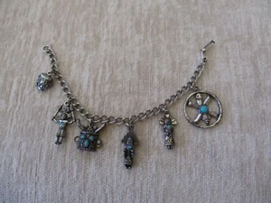 vintage Sancrest Aztec style bracelet silvertone, faux turquoise - Picture 1 of 16