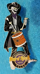 TULSA HOTEL STAFF 2005 HALLOWEEN SKELETON DRUMMER SPIDER WEB Hard Rock Cafe PIN - Picture 1 of 1