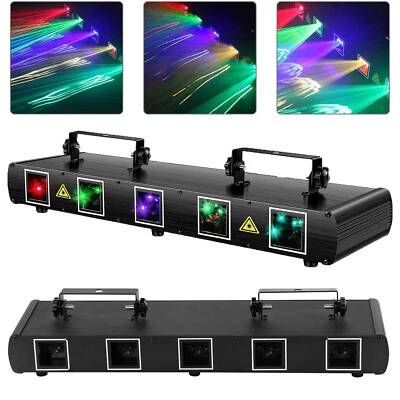 5 Lens RGBY DMX Laser Unit Projector LED Stage Disco Light Beam DJ Light Show - Image 1 of 4