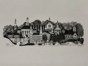 Impresión "Campus" de la Universidad de Miami - Firmado Janice Hunsche - 2001 - Oxford, Ohio - Imagen 1 de 3