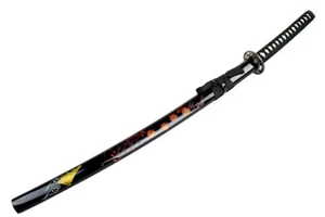 40.5" Black Collectible Katana Samurai Sword with Red Flower Design Japanese - Picture 1 of 4