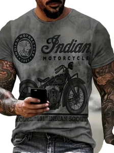 Indian Motorcycle Tee Shirt Men Size Large Grey Motorbikes Skate Beach NWT - Picture 1 of 10
