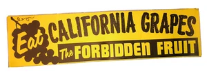 1950’s *New* Eat California Grapes The Forbidden Fruit Wood Grape Crate Sticker - Bild 1 von 2