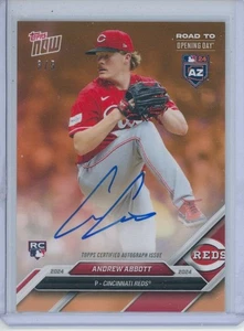 2024 Topps Road to Opening Day Andrew Abbott ORANGE 3/5 RC ROOKIE AUTO AUTOGRAPH - Picture 1 of 2
