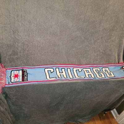 Chicago Red Stars Soccer Scarf NWSL Team Blue Red Knit Fan Gear 52” Fringe Foto 1 de 4