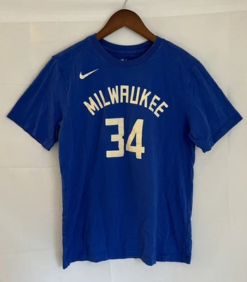 Giannis Antetokounmpo Milwaukee Bucks #34 Men's Medium Nike NBA Blue S/S T-Shirt - Image 1 of 3