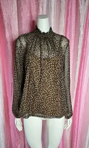 Wild Fable Sheer Animal Print Long Sleeve Sheer Cami Blouse Top Size 2X  - Picture 1 of 10