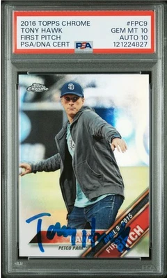 2016 Topps Chrome Tony Hawk Signed PSA 10 AUTO 10 First Pitch Card #FPC-9  1/1 - Image 1 of 2