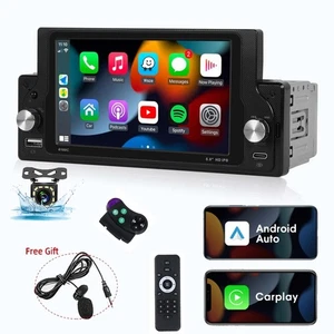 Single 1Din Car Stereo Radio For Apple/Android CarPlay 5" Touch MP5 Bluetooth FM - Picture 1 of 23