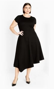 City Chic Ladies Ponte Flare Short Sleeve Maxi Dress size 18 Medium Colour Black - Picture 1 of 7