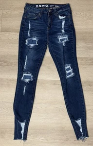 Pantalones de mezclilla para mujer SONG Curvy tiro alto ajustados al tobillo azul 9/29 desgastados - Imagen 1 de 5