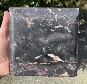 20th C. Vintage Black Marble Stone Square Plinth Pedestal Display Base - Picture 1 of 13