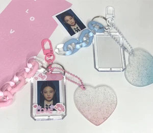 Kpop Idol Small Photo Name Photocard Case Acrylic Holder Tag KeyChain Charms - Picture 1 of 17
