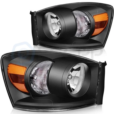 Fits 2006-2008 Dodge Ram 1500 Front Headlights Assembly Left + Right Sides Set - Imagem 1 de 4