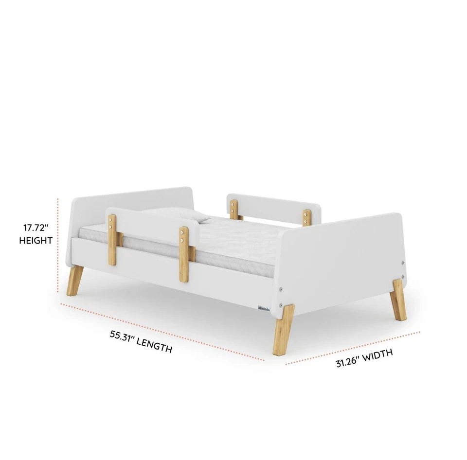 Marco de cama y colchón Dadada para bebé pequeño en excelente estado. Blanco/Natural Foto 1 de 4