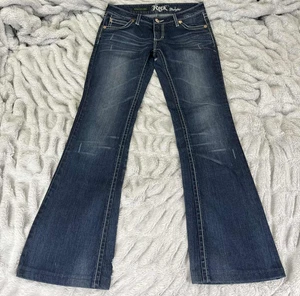 Jeans donna Rock 47 by Wrangler 30X31,5 svasati vita ultra bassa abbelliti incrociati - Foto 1 di 13