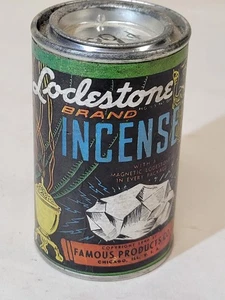 Full 1940s Incense LODESTONE Famous Products Chicago vintage Cardboard Tin - Picture 1 of 6