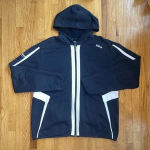 RARE Vintage Wilson Advisory Staff Zip Hoodie Mens XL Black White Cotton - Picture 1 of 16